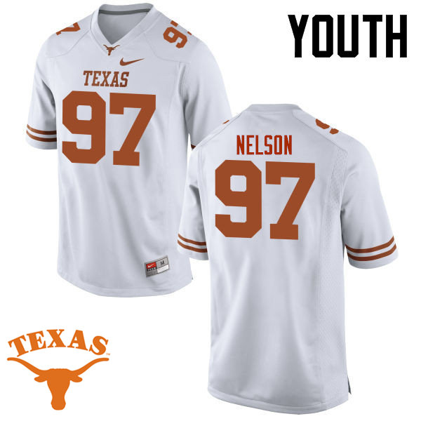 Youth #97 Chris Nelson Texas Longhorns College Football Jerseys-White